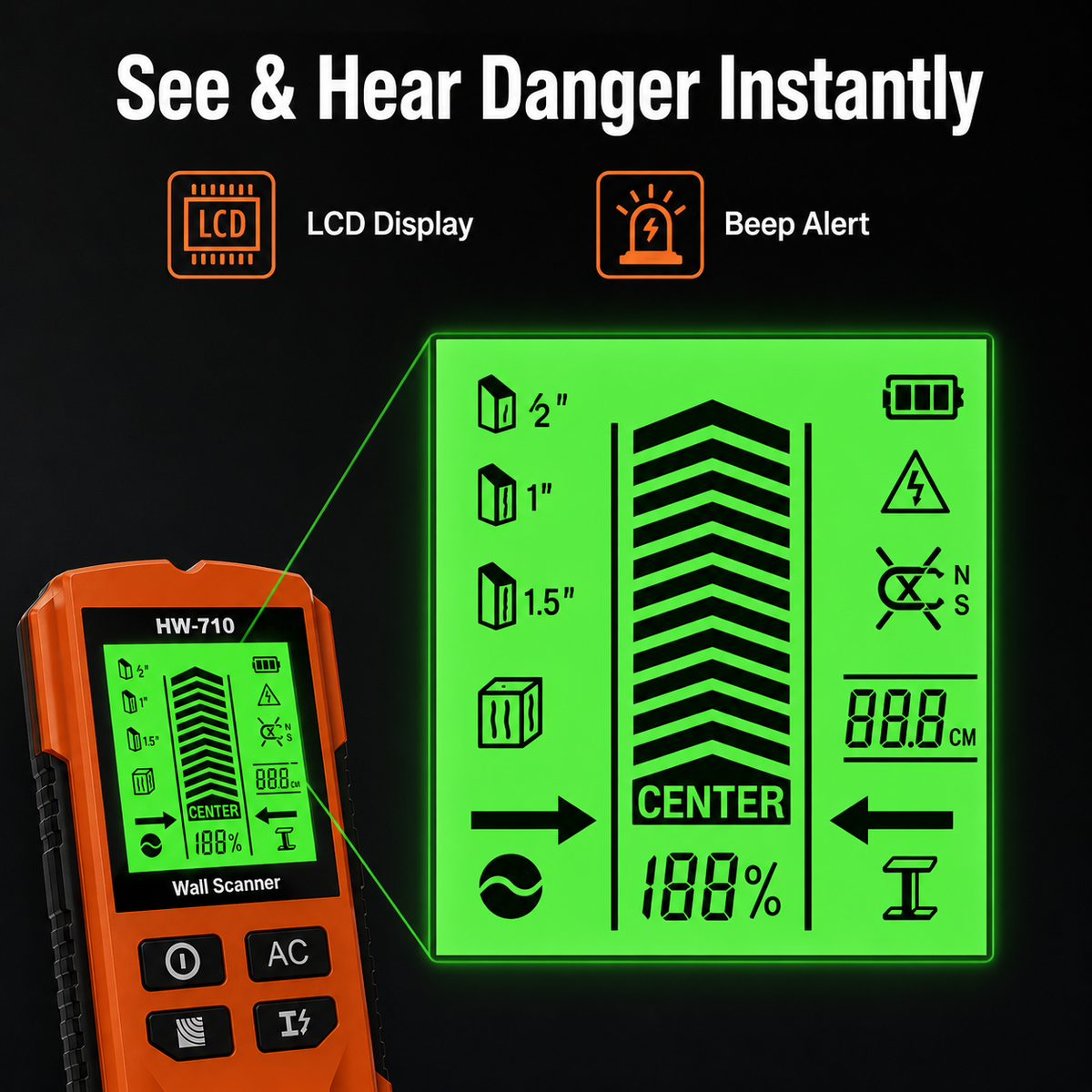 Multi-Function Metal, Wood & Cable Detector (Pack of 2)