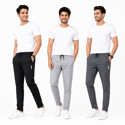 Lycra Pants – Pack of 3 | Black, Light Grey & Dark Grey | Super Stretch & Sweat-Free Comfort