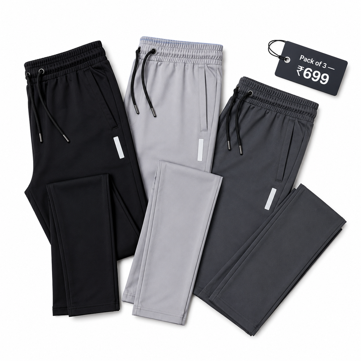 Lycra Pants – Pack of 3 | Black, Light Grey & Dark Grey | Super Stretch & Sweat-Free Comfort