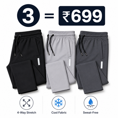 Lycra Pants – Pack of 3 | Black, Light Grey & Dark Grey | Super Stretch & Sweat-Free Comfort